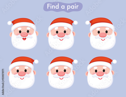 Set collection of face expressions portraits of Santa Claus. Cartoon Santa Claus. Christmas character.