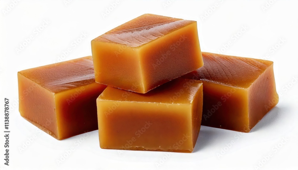 Caramel cubes isolated on transparent or white background Caramel cubes isolated on transparent or white background