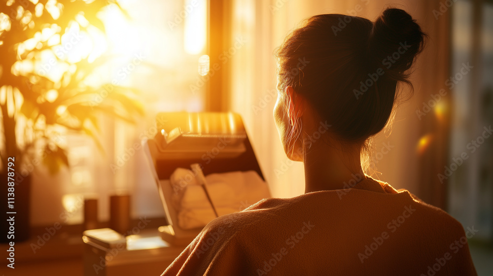 A warm and inviting salon interior where a beautician applies a clinically tested hair growth serum, with the clientâs hair illuminated by soft golden light. A warm and inviting salon interior where a beautician applies a clinically tested hair growth serum, with the clientâs hair illuminated by soft golden light.