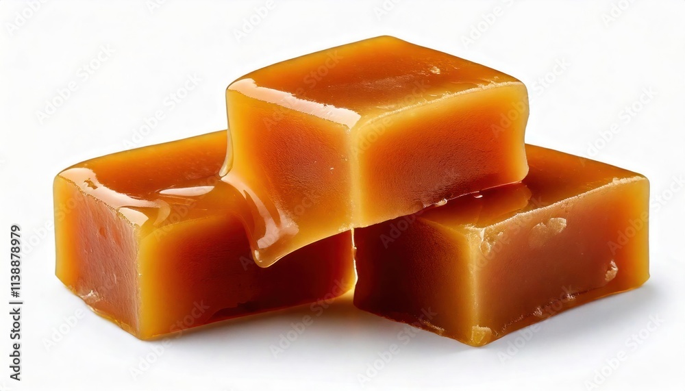 Caramel cubes isolated on transparent or white background Caramel cubes isolated on transparent or white background