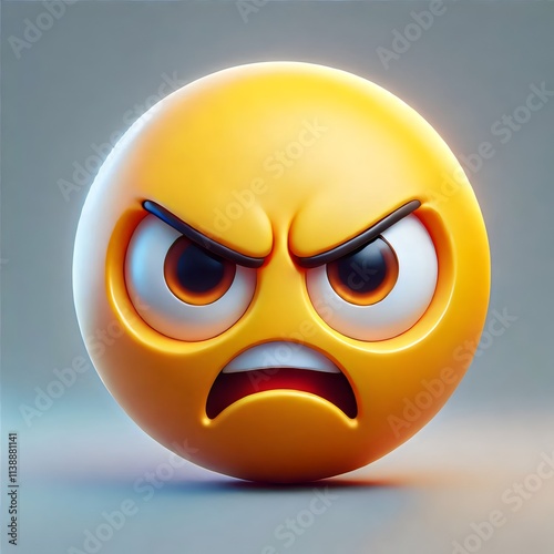 PNG Icon 3d angry face anthropomorphic representation emoticon.  photo