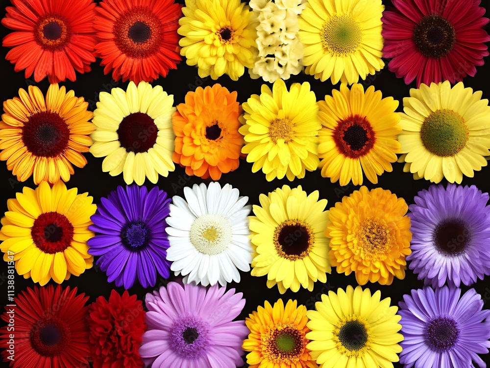 Vibrant Gerbera Daisies Arranged In Colorful Pattern Vibrant Gerbera Daisies Arranged In Colorful Pattern