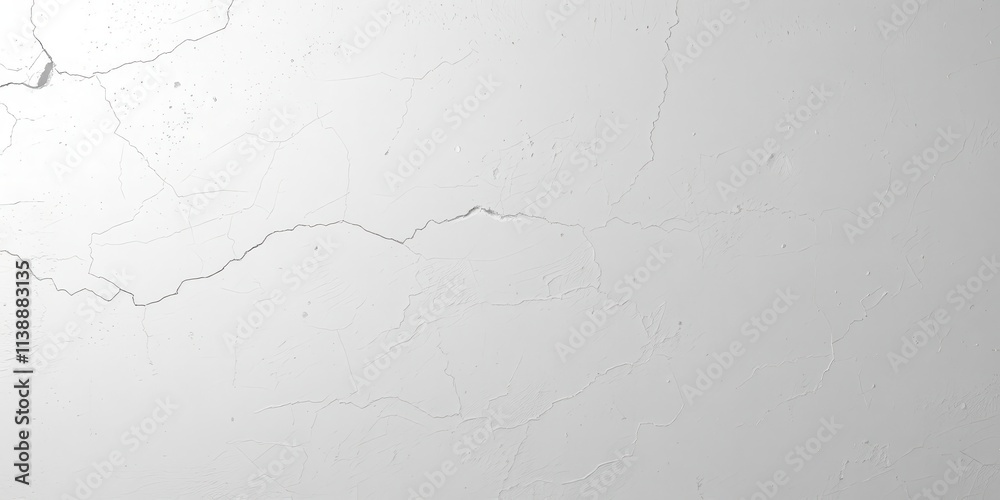 Fototapeta premium White concrete wall texture with subtle cracks and imperfections, cracks, empty, abstract
