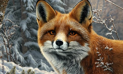 Red Fox in Winter Wonderland: A Detailed Portrait