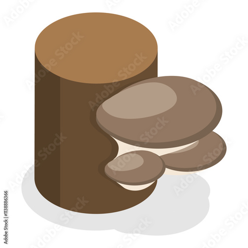 3D Isometric Flat Vector Set of Mushrooms, Fungus Plants. Item 1