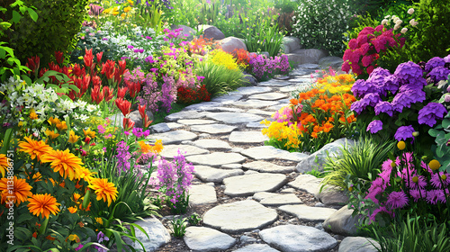 Wallpaper Mural vibrant garden path Torontodigital.ca