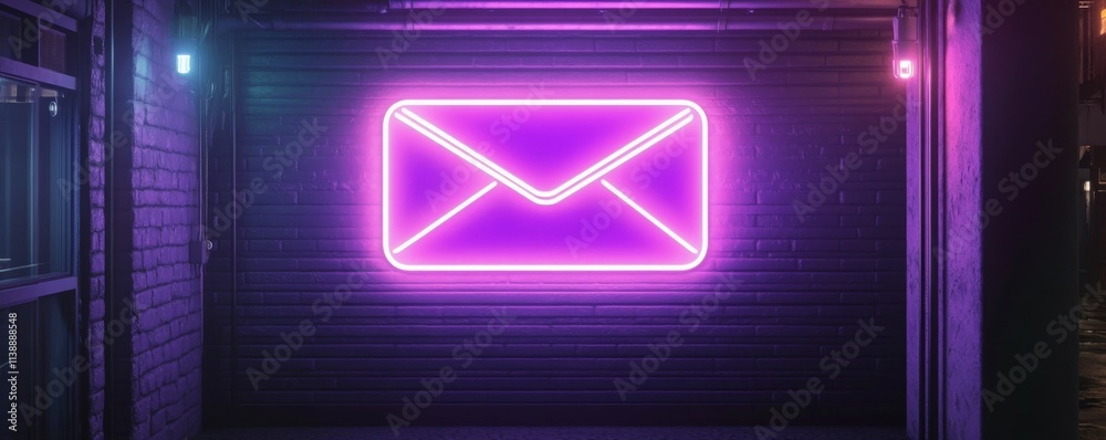 New Message icon neon lighting background New Message icon neon lighting background
