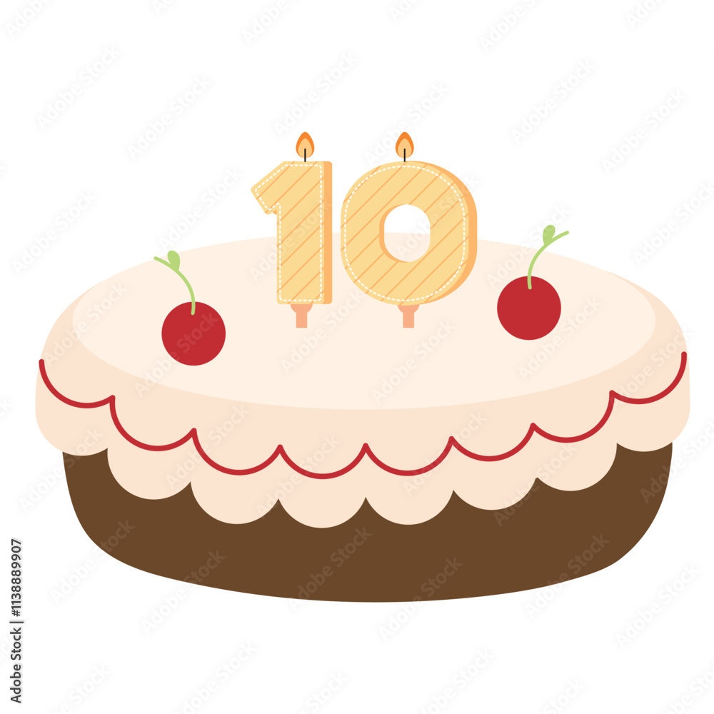 birthday cake and candle ten birthday cake and candle ten