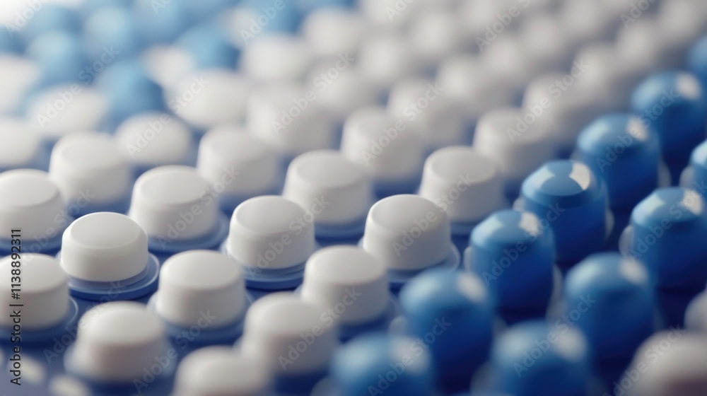 Close-Up of Blue and White Pills Arranged in a Pattern Close-Up of Blue and White Pills Arranged in a Pattern