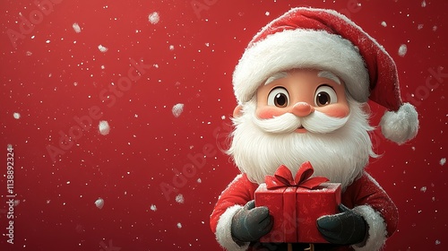 A Festive Santa Claus Holding A Christmas Gift