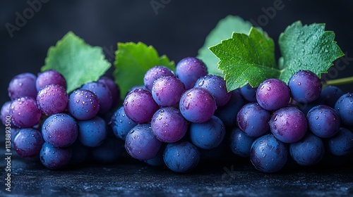 Wallpaper Mural Three Bunches Of Dew Covered Purple Grapes Torontodigital.ca