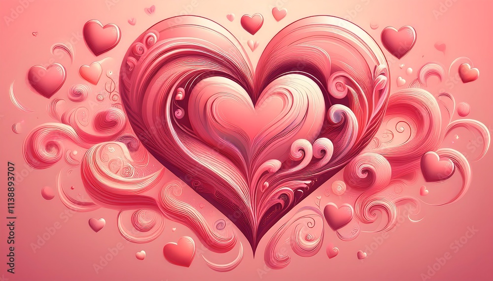 Groovy bubbly heart design featuring soft curves and vibrant pink tones for celebrations and romantic occasions. Generative AI Groovy bubbly heart design featuring soft curves and vibrant pink tones for celebrations and romantic occasions. Generative AI