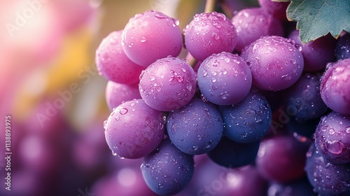 Wallpaper Mural Dew Kissed Purple Grapes Hanging On Vine Torontodigital.ca