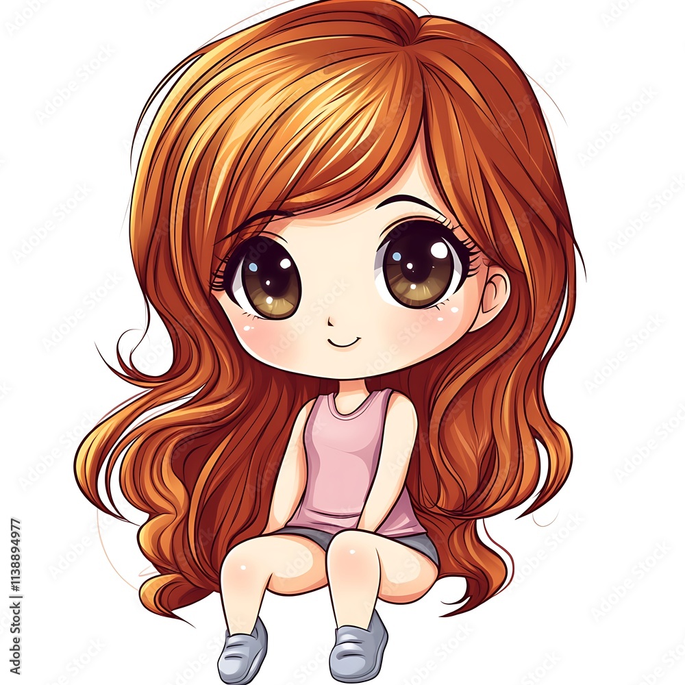 Cute anime girl, cartoon character, chibi illustration Cute anime girl, cartoon character, chibi illustration