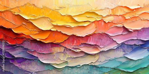 Wallpaper Mural Thick impasto oil paint strokes in abstract texture with pastel shades of mint, lavender, peach, and coral, ideal for creative design, artistic backgrounds, and modern decorative visuals Torontodigital.ca
