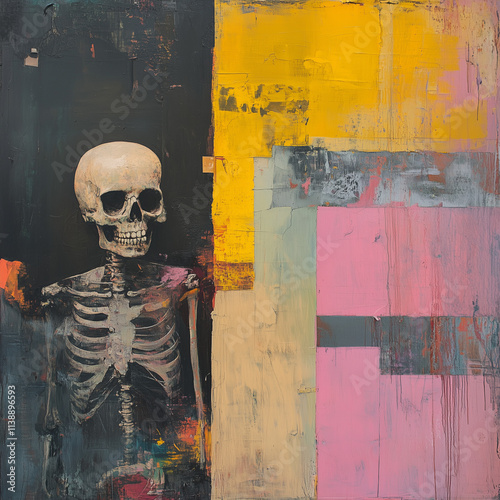 skeleton on grunge background