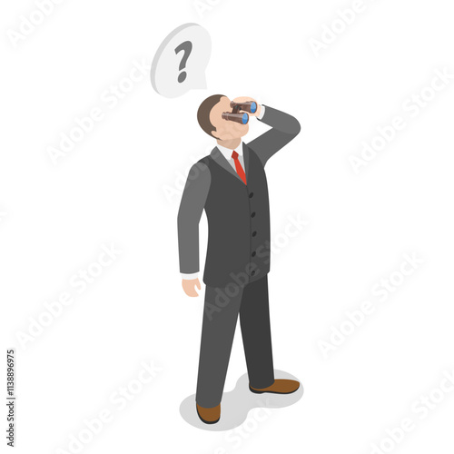 3D Isometric Flat Vector Illustration of Bad Communication, Looking on Opposite Directions. Item 1