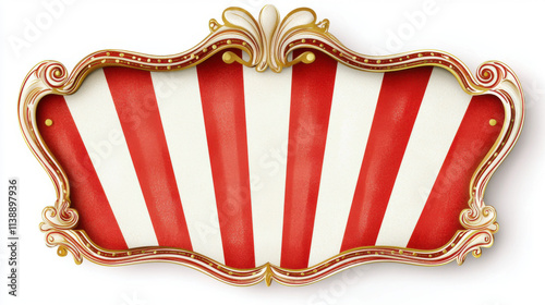 Bold red and white circus marquee with ornate golden details, perfect for events