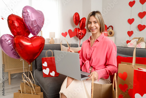Beautiful woman with hearts...