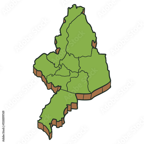 Kudus Regency Map Isometric