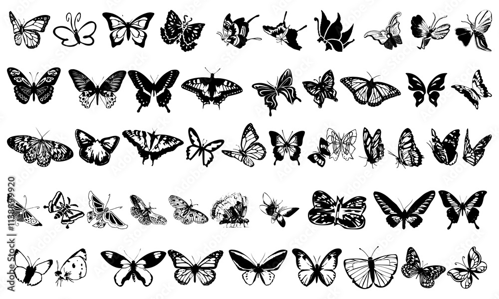Naklejka premium Butterfly icon collection