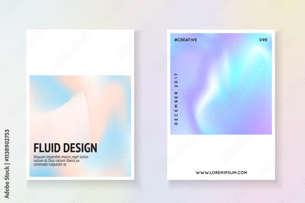 Fototapeta premium Color Shape. Colourful Prism Brochure. Blue Gradient Paper. Memphis Vector. Geometric Pattern. Modern Screen. Hologram Fluid. Violet Color Shape