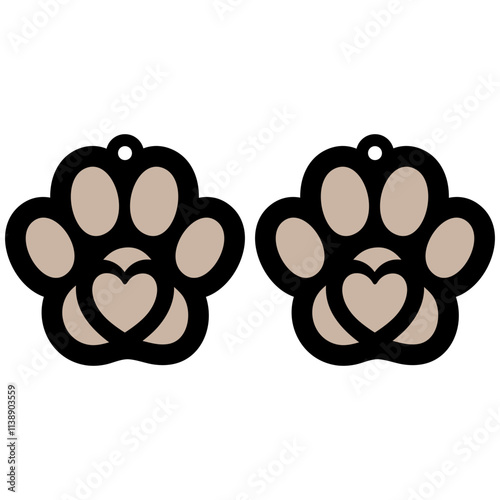 Paw Print Heart Earrings