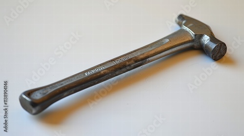 Compact tack hammer with a narrow head, displayed on a white background for precision work in upholstery and small-scale tasks . photo