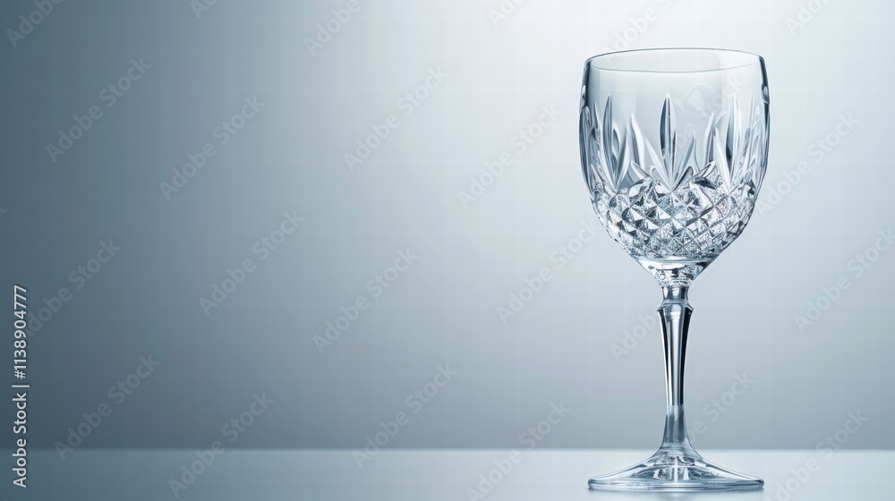Crystal wine glass with intricate cut patterns, displayed on a white background to emphasize the sparkling details . Crystal wine glass with intricate cut patterns, displayed on a white background to emphasize the sparkling details .