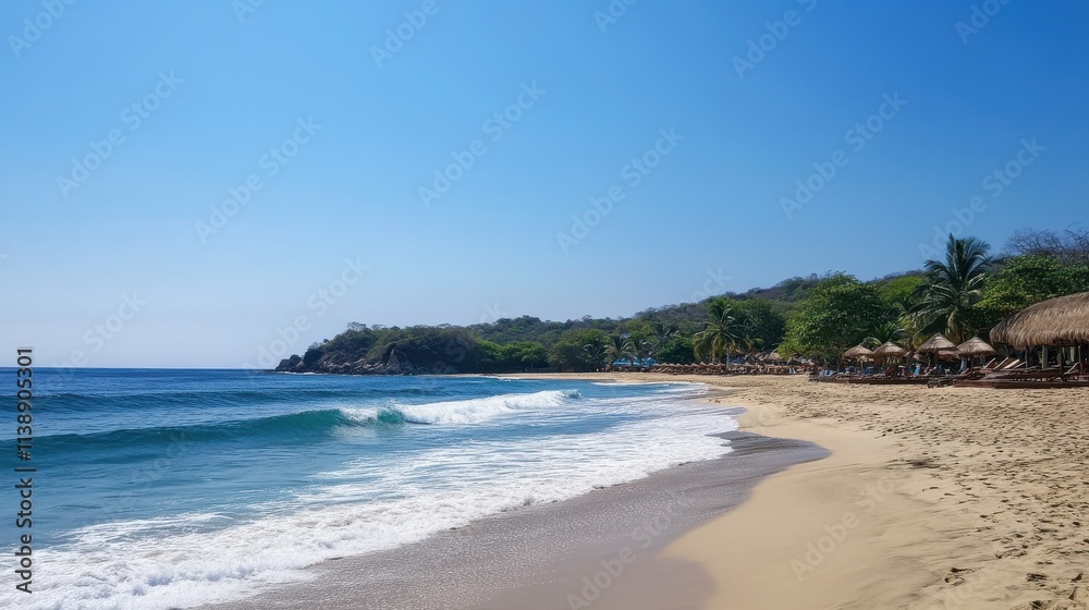 Scenic beach view with gentle waves Scenic beach view with gentle waves