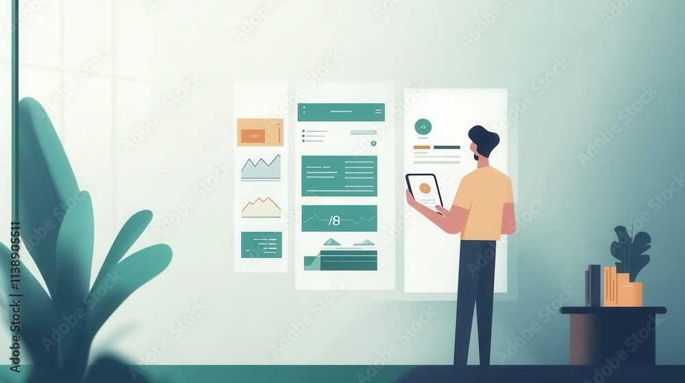 Modern Flat Design Illustration of Digital Banking and Financial Technology Modern Flat Design Illustration of Digital Banking and Financial Technology