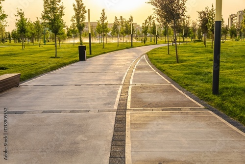 Wallpaper Mural Background landscape with a path in the park in spring or summer with trees and a lawn for a walk Torontodigital.ca