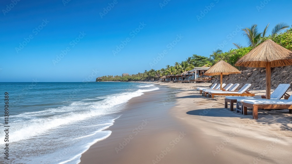Obraz premium Beachfront relaxation under the sun.