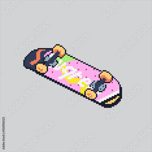 Pixel art illustration Street Skateboard. Pixelated Sport Skateboard. Street Skateboard Sport icon pixelated for the pixel art game and icon for website and video game. old school retro.