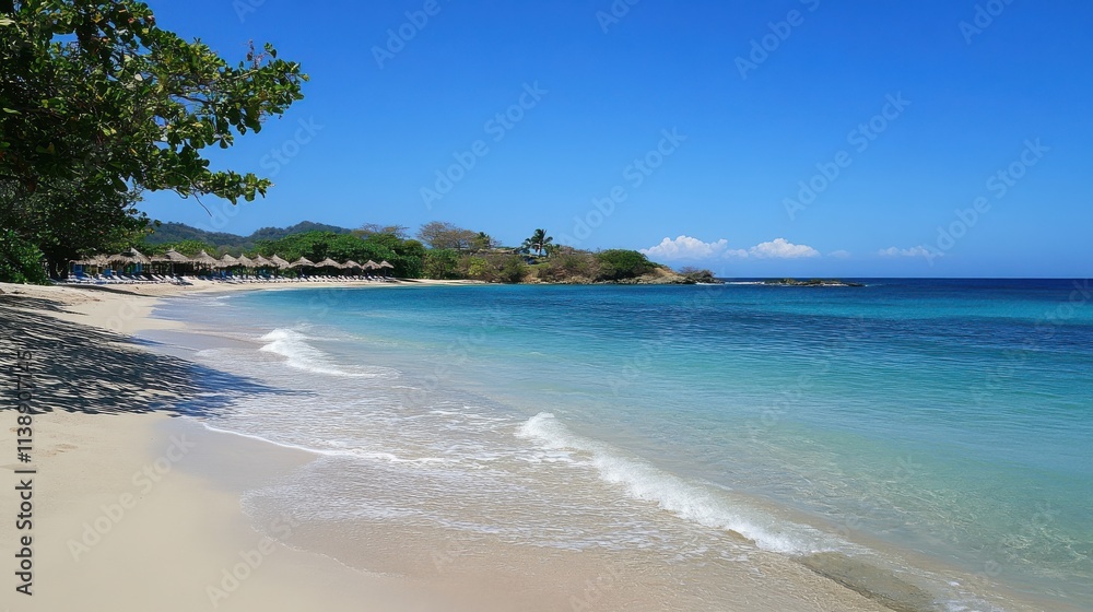 Serene beach, calm turquoise water. Serene beach, calm turquoise water.