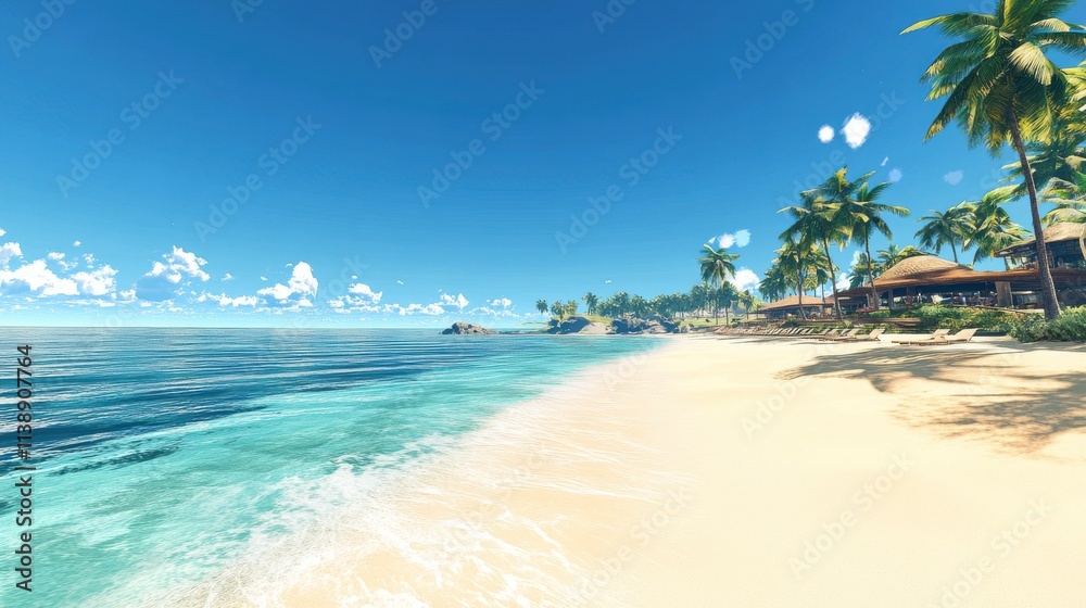 Tropical beach paradise with palm trees Tropical beach paradise with palm trees