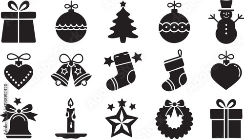 Christmas festive icons illustration minimalist