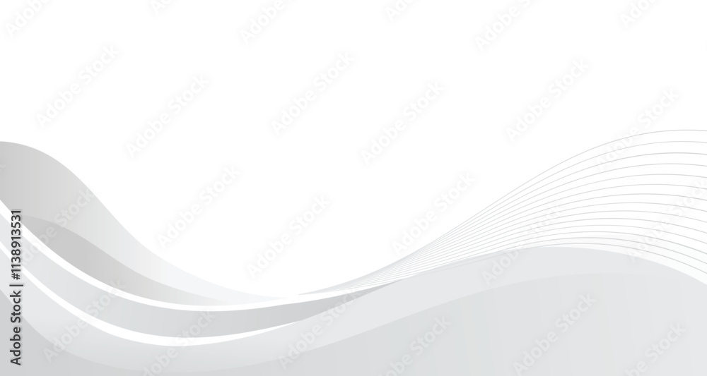 Fototapeta premium grey Wavy dynamic Lines Isolated on White Abstract Background Design