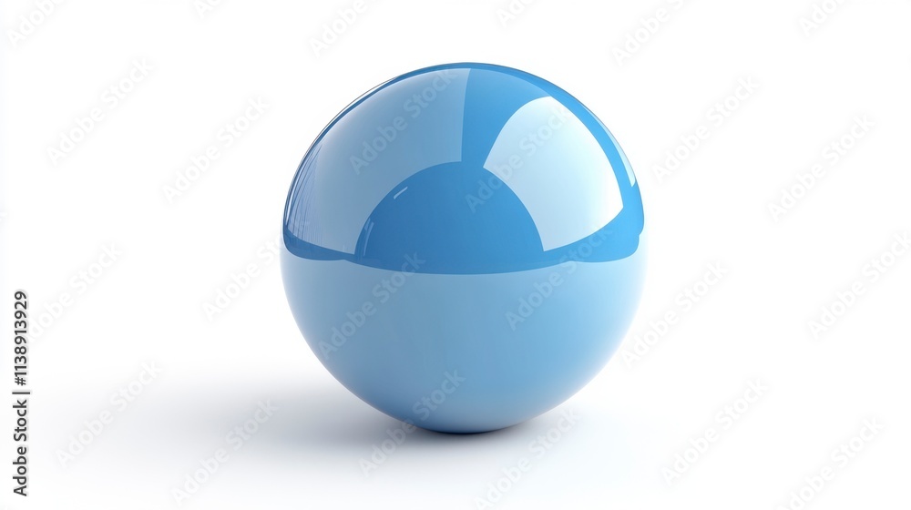 Glossy Light Blue Sphere on White Background - Minimalist 3D Render Glossy Light Blue Sphere on White Background - Minimalist 3D Render