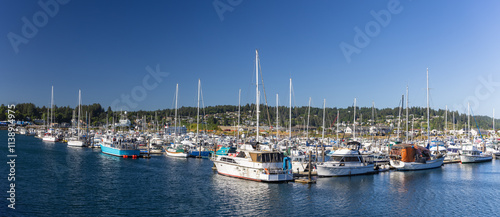 Panoramic view of Newport marina in Oregon state. photo