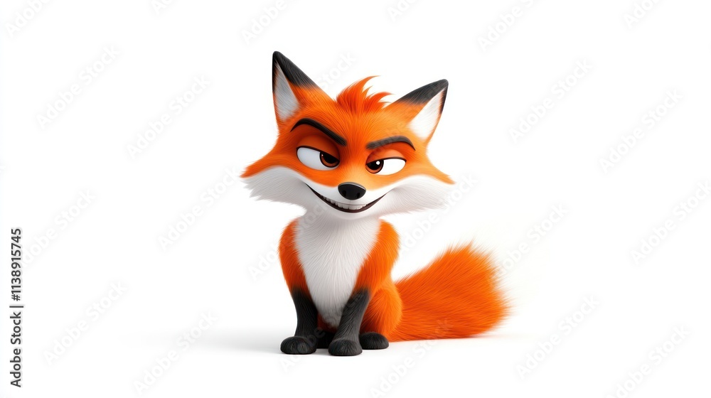 A cartoon fox with a mischievous expression and vibrant colors. A cartoon fox with a mischievous expression and vibrant colors.