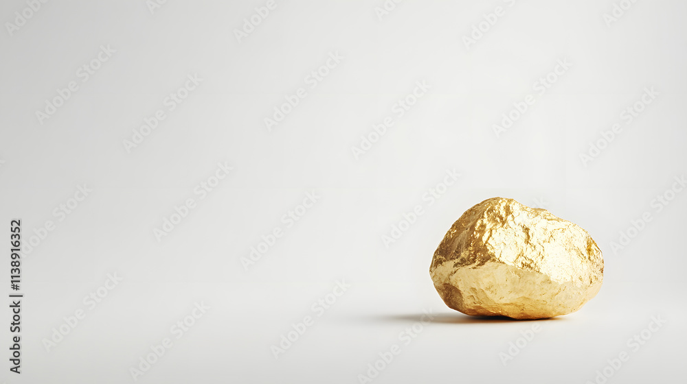 Minimalist Gold Nugget Close-Up: Bright and Textured Surface Minimalist Gold Nugget Close-Up: Bright and Textured Surface