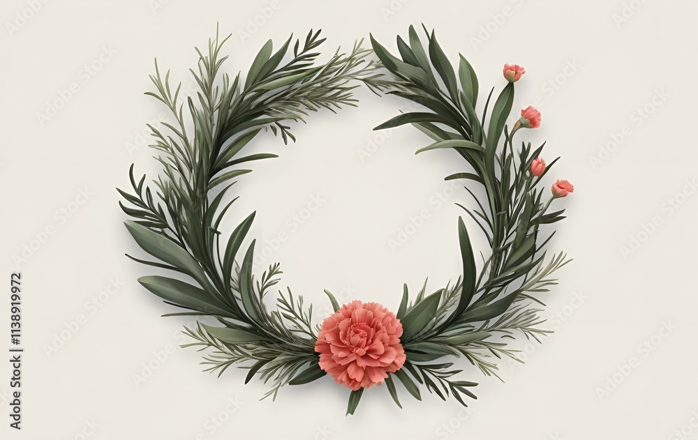 Naklejka premium Carnation flower fringes, wreaths, anniversaries, events, banners, plants, flowers, ribbons, cards, templates