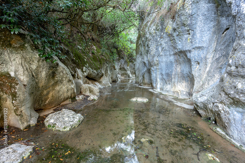 Cavernous rock formations in the shape of a gorge belonging to the source of the river Alviela