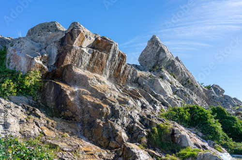 Interior of Marvãoo castle with rock formations called wallow