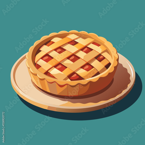 colorful american food theme illustration, apple pie