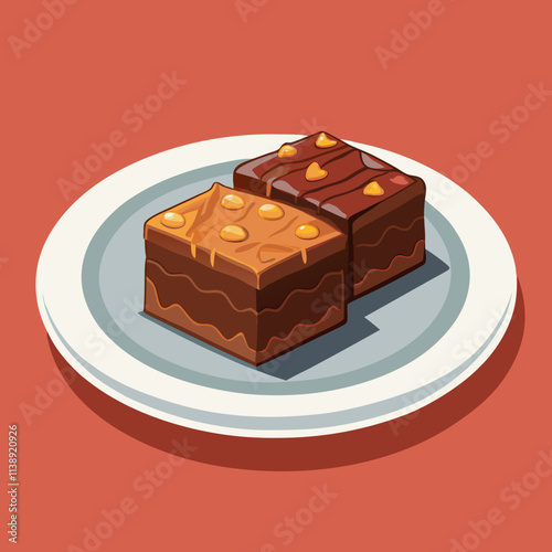 colorful american food theme illustration, brownie cakes