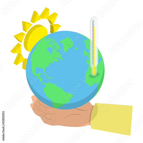 3D Isometric Flat Vector Illustration of Climate Change, Global Warming. Item 4