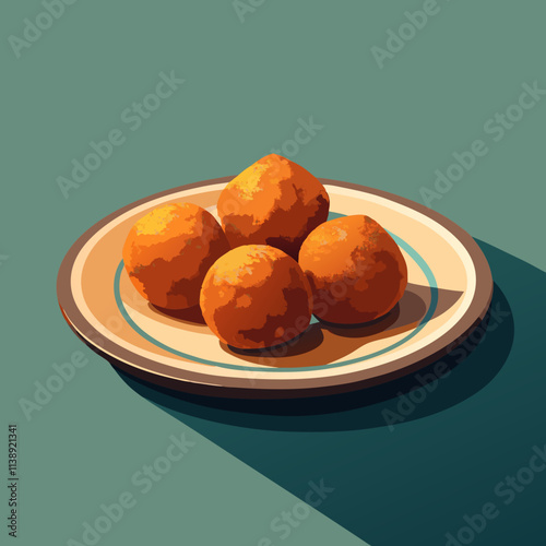 colorful food theme illustration, hush puppies