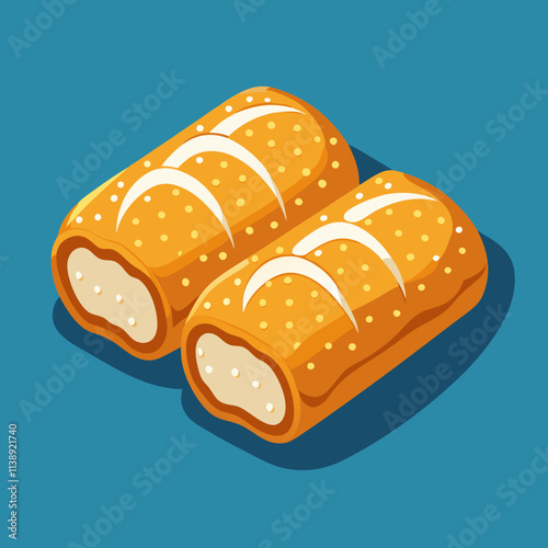 colorful food theme illustration, twinkies cake